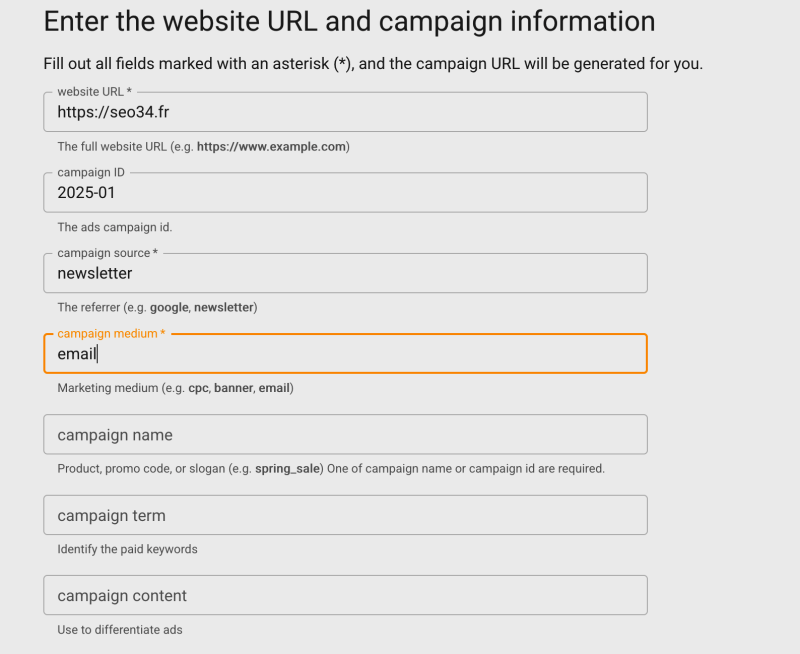 liens urls google analytics